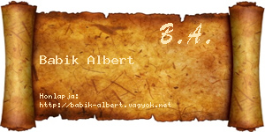 Babik Albert névjegykártya